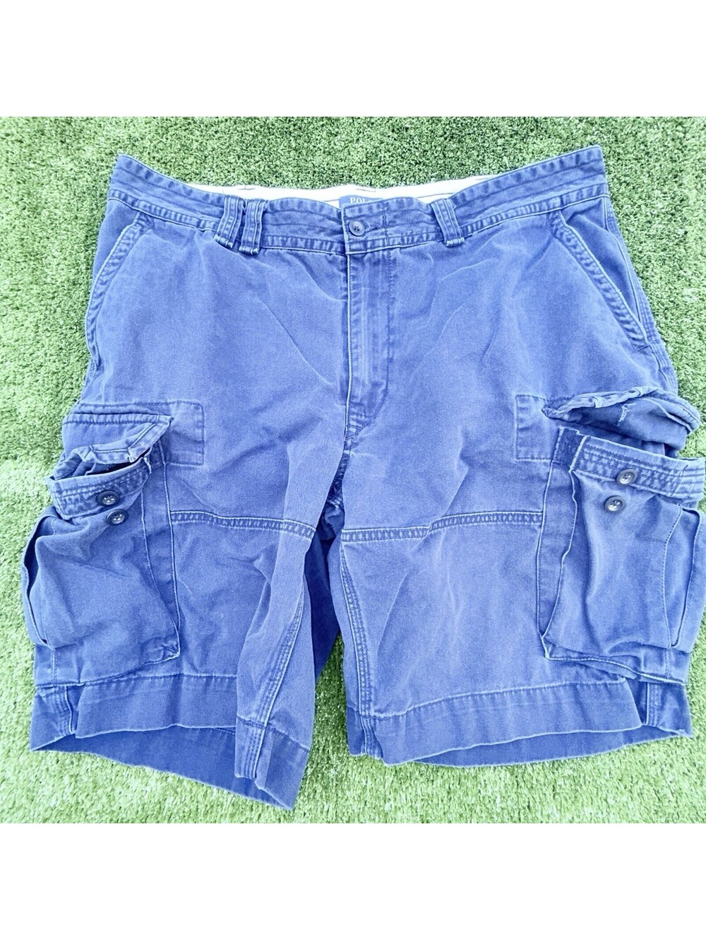 Polo Ralph Lauren Cargo Shorts Mens 42 Navy Classic Chino Pockets Cotton Casual